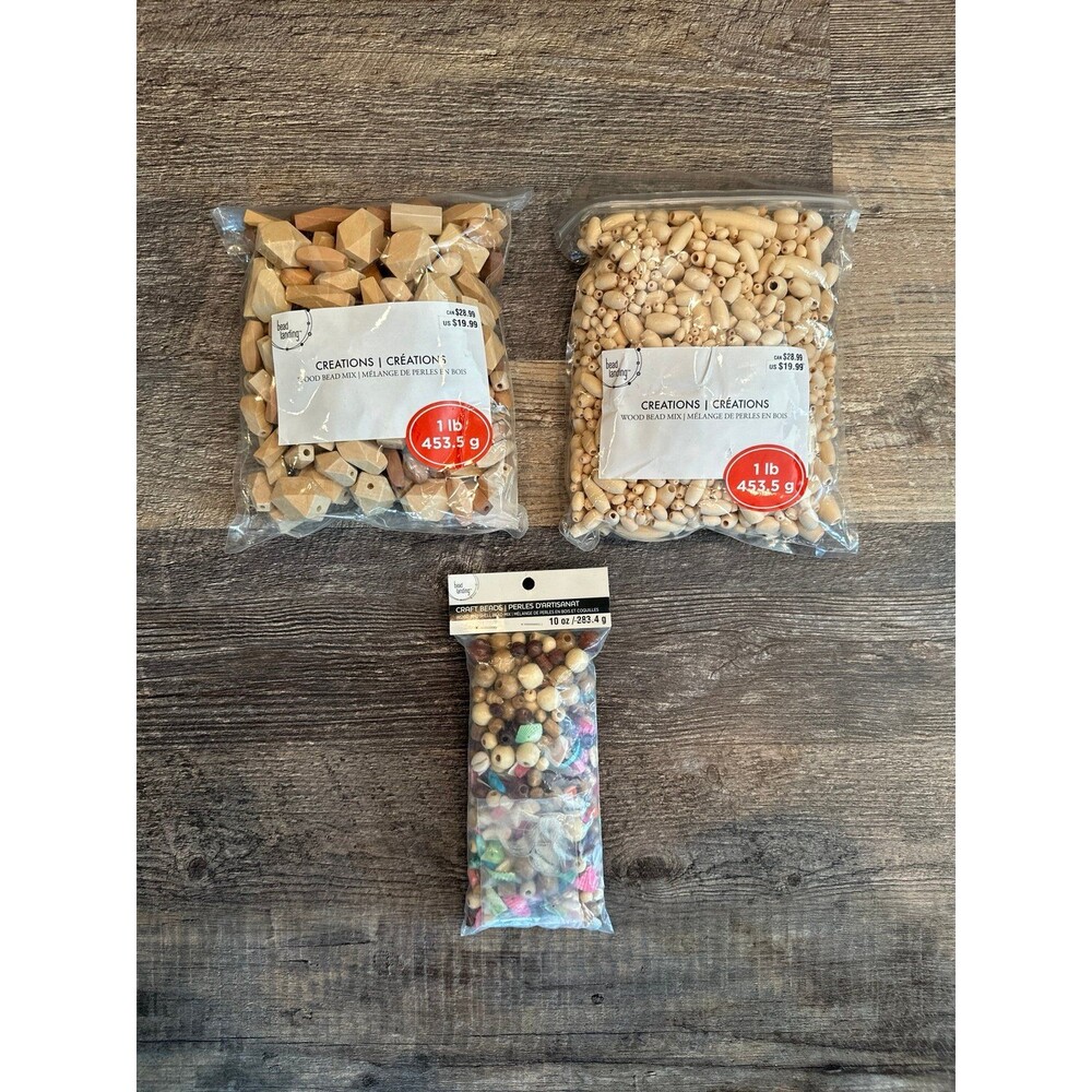 Craft supplies Wood Beads Shells 2.5 lbs